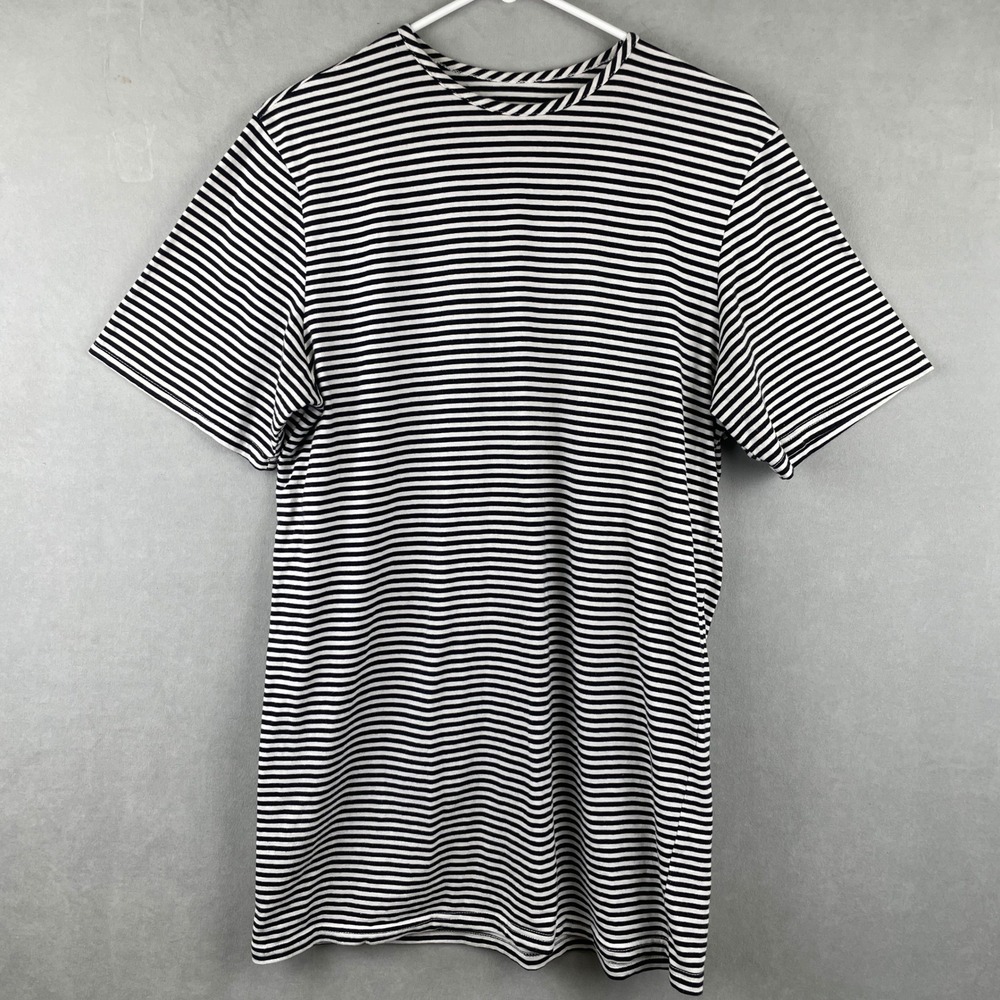 Killion Mens‎ Striped Short Sleeve T-Shirt Black White Crew Neck Parisian Soft S